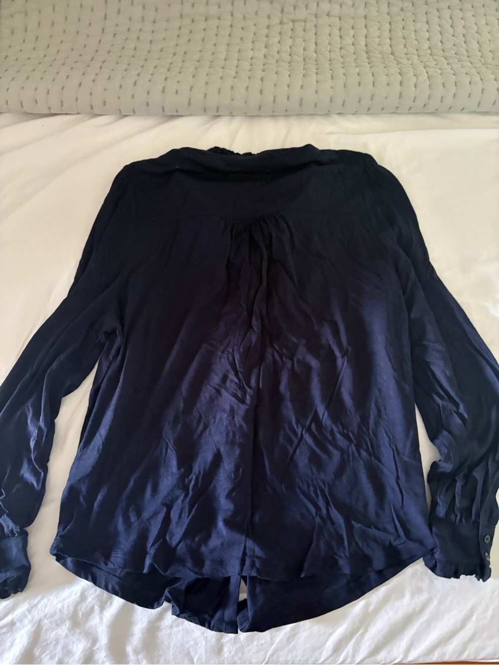 Boden Navy Ruffle-Front Blouse - Picture 2 of 4